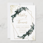 Goldrahmen Grün Moderne schicke Typografie Hochzei Einladung (Vorderseite)