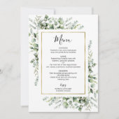 Goldrahmen Grüne Eukalyptus Wedding Menü Invita Einladung (Vorderseite)