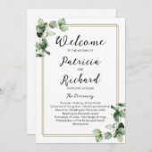 Goldrahmen Grüne Hochzeitsfeier Einladung (Vorne/Hinten)