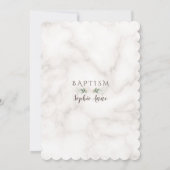 Goldrahmen Grüne Weiße Blütenmarmor Taufe Einladung (Rückseite)