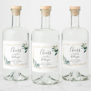 Goldrahmen Grünzeug Eukalyptusblätter  Alkoholflaschenetikett