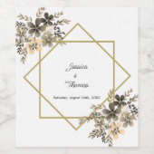Goldrahmen-Herbstfarben Blumenhochzeit Weinetikett (Einzelnes Label)