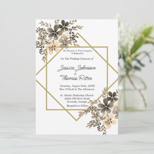 Goldrahmen-Herbstfarben - Einladung zum Hochzeitsf (Stehend Vorderseite)