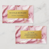 Goldrahmen | Hintergrund rosa Marmor Visitenkarte (Vorne/Hinten)
