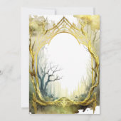 Goldrahmen-Hochzeit des verzauberten Waldportals Einladung (Rückseite)