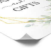 Goldrahmen-Hochzeitskarten und Geschenke-Zeichen Poster (Ecke)