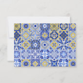 Goldrahmen Italienisch Blauer Tile Lemon Meal Wedd RSVP Karte (Rückseite)