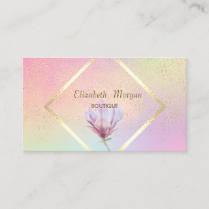 Goldrahmen, Konfetti-Wasserfarbe Magnolie Elegant Visitenkarte