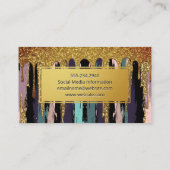 Goldrahmen-Kunstmuster | Gold Glitzer Tropfen Visitenkarte (Rückseite)