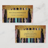 Goldrahmen-Kunstmuster | Gold Glitzer Tropfen Visitenkarte (Vorne/Hinten)