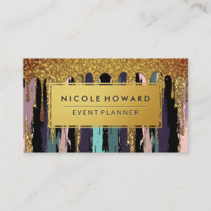 Goldrahmen-Kunstmuster   Gold Glitzer Tropfen Visitenkarte