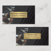 Goldrahmen | Leder | Black Panels Mua Brushes Visitenkarte (Vorne/Hinten)