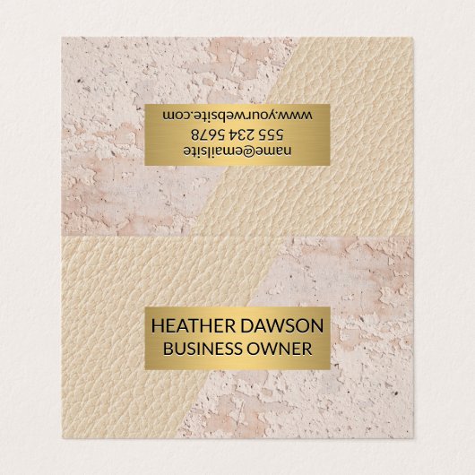 Goldrahmen | Leder | Grungy Texture Visitenkarten (Außenseite Aufgefaltet)