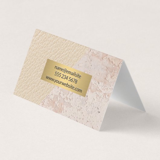 Goldrahmen | Leder | Grungy Texture Visitenkarten (Rückseite)