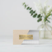 Goldrahmen | Leder | Perforiertes Metall Visitenkarte (Stehend Vorderseite)