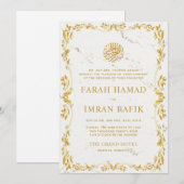 Goldrahmen marmorieren islamische Hochzeit Einladung (Vorne/Hinten)