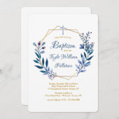 Goldrahmen mit blauen Zweigen Religiöse Einladung (Vorne/Hinten)