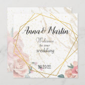 Goldrahmen mit Blume Einladung (Vorne/Hinten)