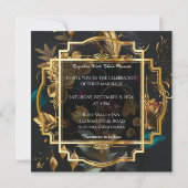 Goldrahmen mit Blume zum Hochzeitsempfang Einladung (Rückseite)