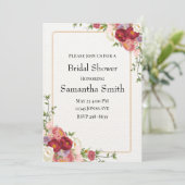 Goldrahmen mit Hübschen Blume Brautparty Einladung (Stehend Vorderseite)
