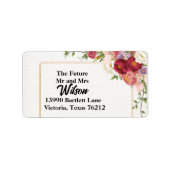 Goldrahmen mit Hübscher Blume Rücksendeadresse Adressaufkleber (Vorne)