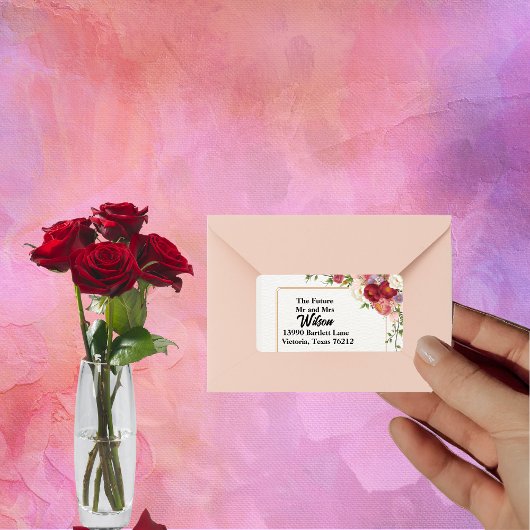 Goldrahmen mit Hübscher Blume Rücksendeadresse Adressaufkleber