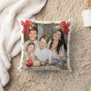 Goldrahmen mit individuellem Familienfoto Neujahr  Kissen