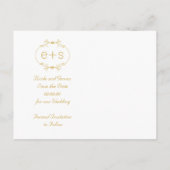 Goldrahmen mit Initialen Hochzeit Speichern Sie da Ankündigungspostkarte (Rückseite)