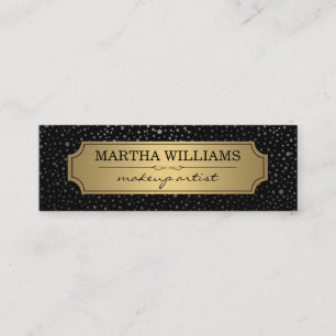 Goldrahmen mit metallischem Punktmuster schwarz Mini Visitenkarte