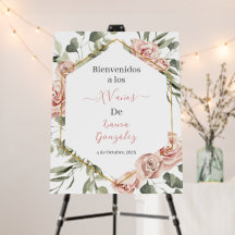 Goldrahmen mit Rose Quinceanera Begrüßungszeichen