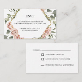 Goldrahmen mit Rose quinceañera RSVP-Karte Begleitkarte