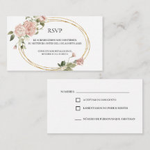 Goldrahmen mit Rose quinceañera RSVP-Karte