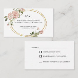 Goldrahmen mit Rose quinceañera RSVP-Karte Begleitkarte