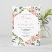 Goldrahmen mit Rose Quinceanera Spanisch Einladung (Stehend Vorderseite)