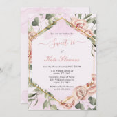 Goldrahmen mit Rose Quinceanera Spanisch Einladung (Vorne/Hinten)