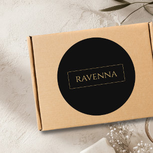 Goldrahmen Personalisierter Name Tiefschwarz Luxus Runder Aufkleber