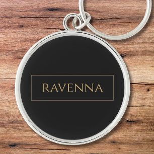 Goldrahmen Personalisierter Name Tiefschwarz Luxus Schlüsselanhänger