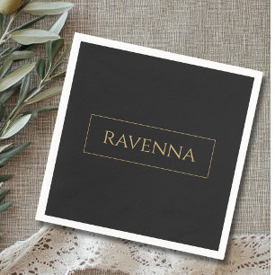 Goldrahmen Personalisierter Name Tiefschwarz Luxus Serviette