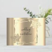 Goldrahmen-QR-Code für das Hochsetzen von Schwarze Einladung (Stehend Vorderseite)