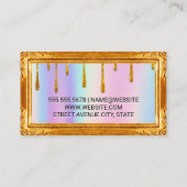 Goldrahmen | Rainbow Blend | Gold Glitzer Tropfen Visitenkarte (Rückseite)