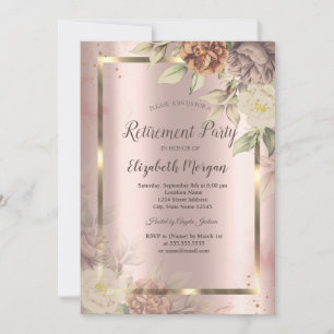 Goldrahmen,Rose Gold-Blush-Blume Rückzahlung Einladung