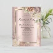 Goldrahmen,Rose Gold-Blush-Blume Rückzahlung Einladung (Stehend Vorderseite)