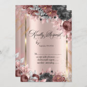 Goldrahmen,Rose Gold Chic Blume UAWG Einladung (Vorne/Hinten)