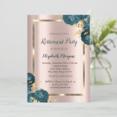 Goldrahmen,Rose Gold Green Blume Rückzahlung Einladung (Stehend Vorderseite)