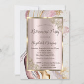 Goldrahmen, Rose Gold, Rosa Marmor Einzahlung Einladung (Vorderseite)