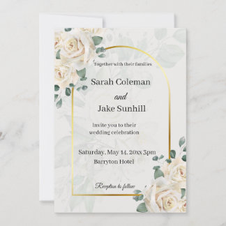 Goldrahmen-Rosen-Hochzeitseinladung Einladung