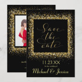 Goldrahmen - Save the Date Einladung (Vorne/Hinten)