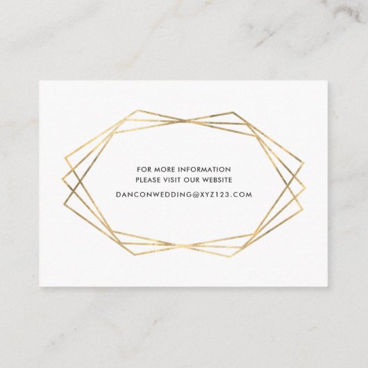 Goldrahmen Save the Date mit Hochzeits-Website Begleitkarte (Rückseite)