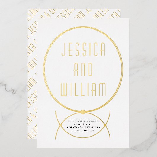 Goldrahmen-Schmuck inspiriert Folieneinladung (Vorderseite/Rückseite)