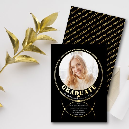 Goldrahmen Schmuck inspiriert Foto aus schwarzem A Folieneinladung